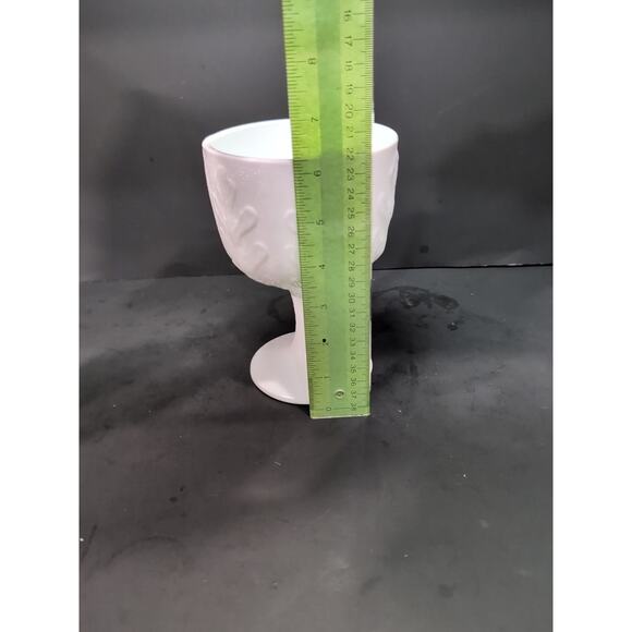 FTD Oak Leaf Milk Glass Pedestal Planter, Vintage Vase, Compote, Decorative Dish - Picture 6 of 9